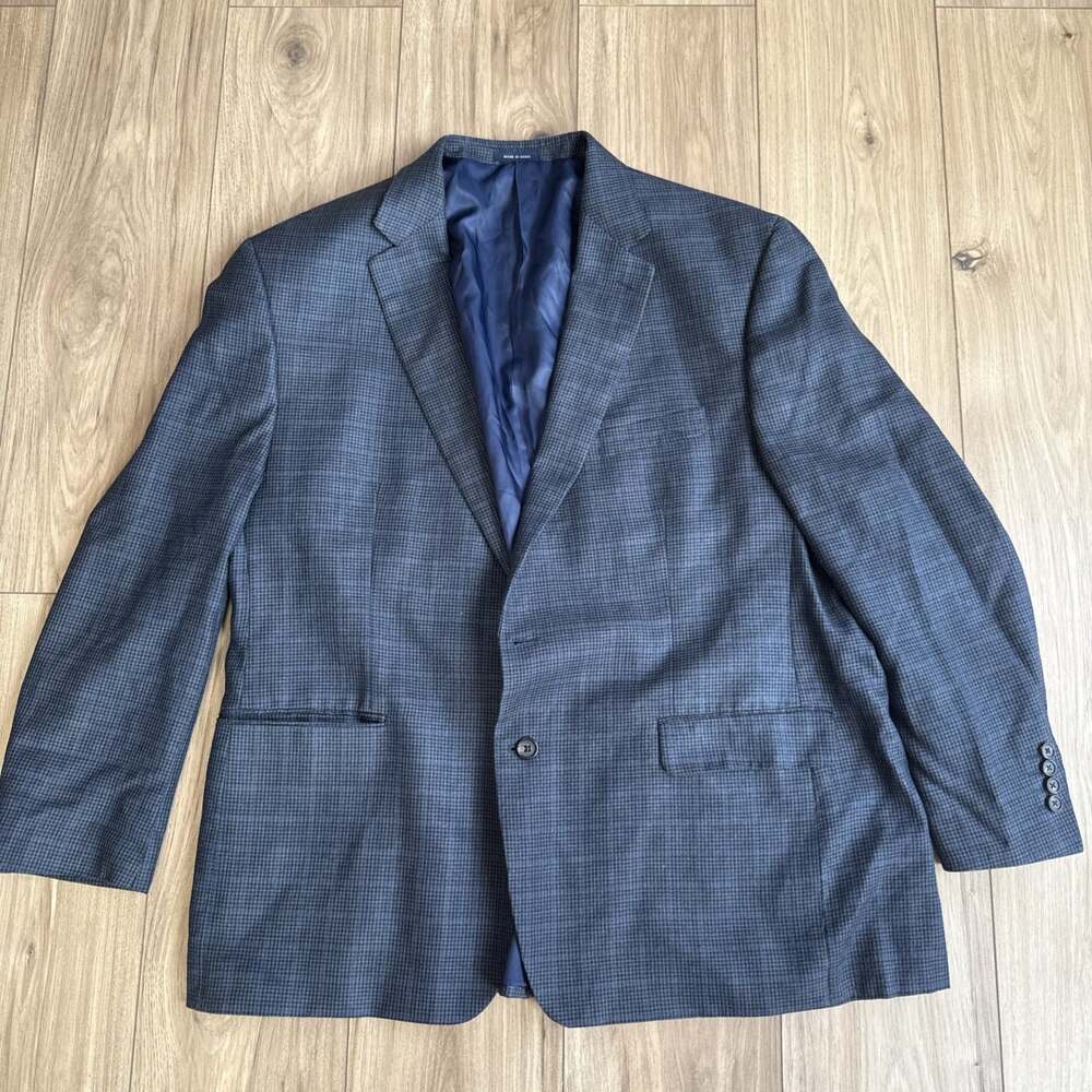 Ralph Lauren Dillard's Sport Jacket Blazer Men's Size 50R Silk Wool Blue Plaid